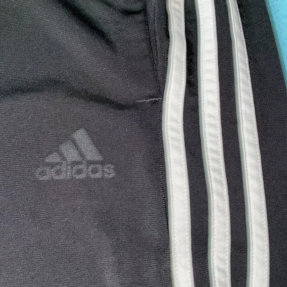 ADIDAS Tricot black silver elastic waistband 2 front pockets stretchy size XLT - Picture 4 of 11